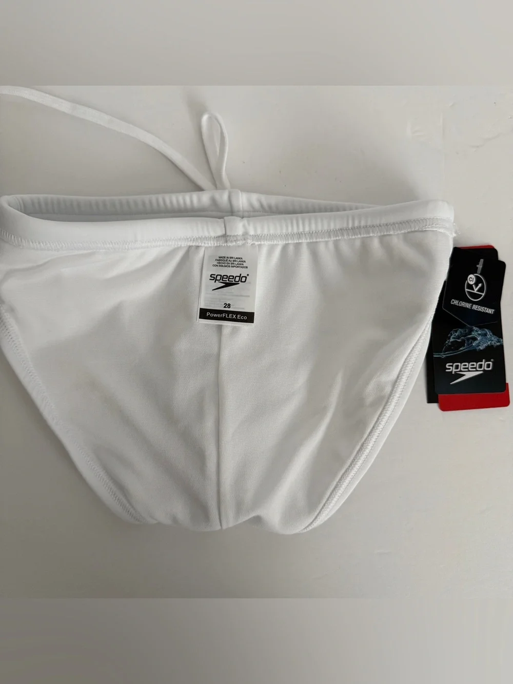 Speedo Men’s White PowerFLEX Eco Swim Brief Bikini Swimsuit Size 28